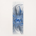 Tapete De Yoga Flor de Arte Fracionada com Cinza Azul abstrato<br><div class="desc">Uma flor de fantasia única com tons de azul e cinza,  abstrato e elegante. Design incomum para seu tapete floral decorativo e muito mais.</div>
