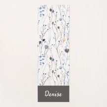 Flor de Campo Azul Cinza Aquarela Nome Personaliza