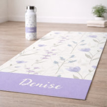 Flor de Campo Azul Roxo Aquarela Nome Personalizad