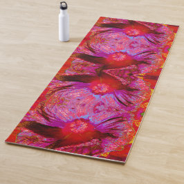 Tapete De Yoga Flor de Hibiscus Vermelho Retro Triquete Psicodéli