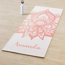 Tapete De Yoga Flor de lótus Dourada e Rosa personalizada, cor-de