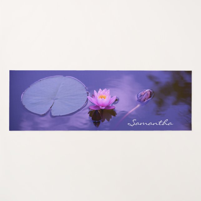 Tapete De Yoga Flor de Lótus Personalizada Zen Lago Roxo (Frente (Horizontal))
