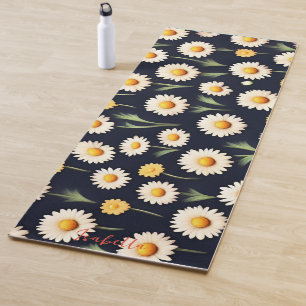 Tapete De Yoga Flor de margarida bonitinha Padrão botânico femini