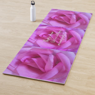 Tapete De Yoga Flor rosa a quente crente em negrito de script de 