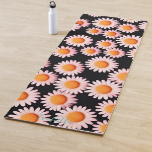 Tapete De Yoga Flor rosa-margarida Padrão botânico feminino