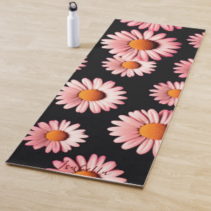 Tapete De Yoga Flor rosa-margarida Padrão botânico feminino