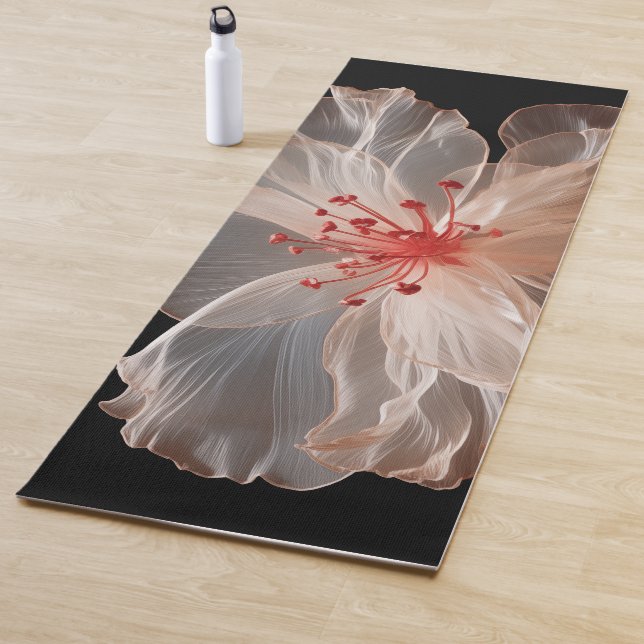 Tapete De Yoga Flor translúcida elegante a preto (In Situ)