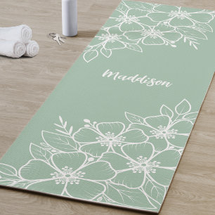 Tapete De Yoga Flor Verde Personalizada