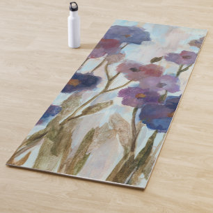 Tapete De Yoga Floral abstraído no roxo