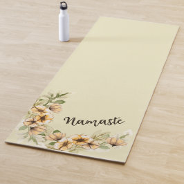 Tapete De Yoga Floral Amarelo