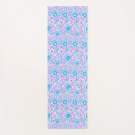 Tapete De Yoga Floral Azul e Púrpura