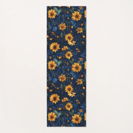 Tapete De Yoga Floral Azul Elegante