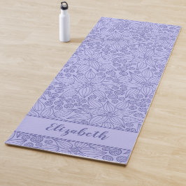 Tapete De Yoga Floral Azul Roxo-Púrpura Monograma