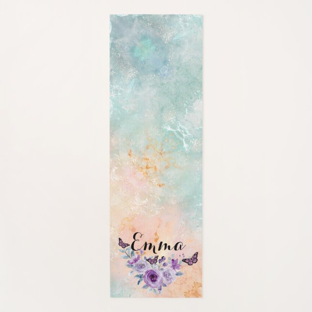 Tapete De Yoga Floral bouquet purple garden (Frente)