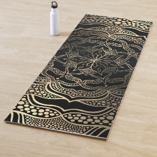 Tapete De Yoga Floral Dourado e preto Mandala linda Na moda