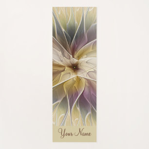Tapete De Yoga Floral Fantasy Dourada Eggplant Abstrato