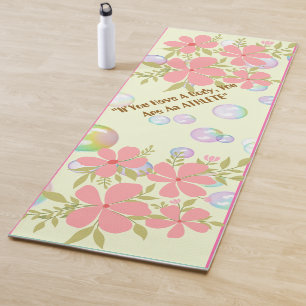 Tapete De Yoga Floral Inspiracional Personalizável - Yoga Mat