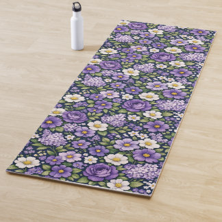 Tapete De Yoga floral lilas