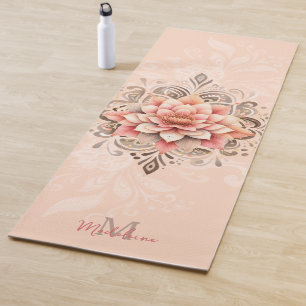 Tapete De Yoga Floral Mandala Coral Cor - de - rosa Mocha Nome Ch