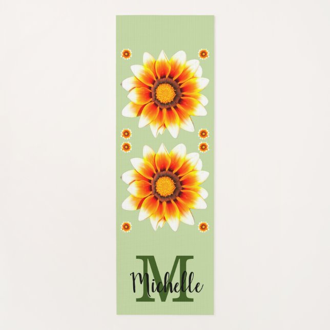 Tapete De Yoga Floral Monogramada Personalizada  (Frente)