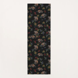 Tapete De Yoga Floral Raccoons Cute Sleeping Raccoon Padrão