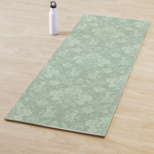 Tapete De Yoga Floral Romântico para Chic - Damasco Verde-Sage