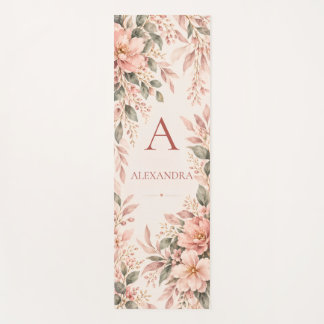 Tapete de Yoga Floral Rosa Bege