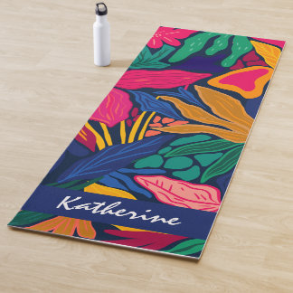 Tapete De Yoga Floral tropical brilhante personalizado