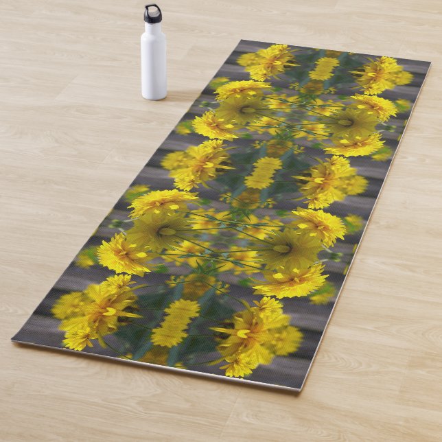 Tapete De Yoga Flores Amarelas Em Abstrato Sol (In Situ)