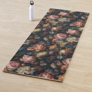 Tapete De Yoga Flores Barrocas Românticas Elegantes Pintura Petro
