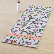 Flores Coloridas, Fundo Azul, Laranja