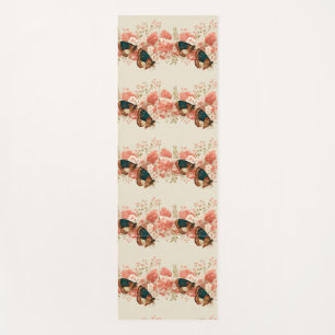 Tapete De Yoga Flores Cor-de-Rosa da Primavera Vintage com Borbol