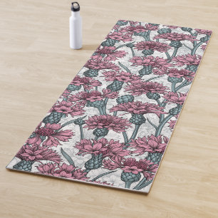 Tapete De Yoga Flores cor-de-rosa, flores silvestres, brancas