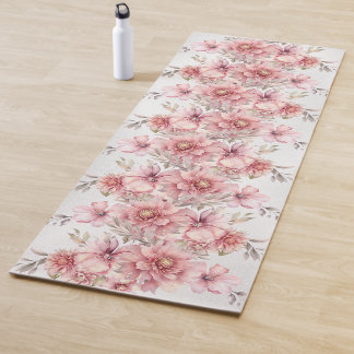 Tapete De Yoga Flores de Aquarela Rosa-Partidárias Brilhantes Mod