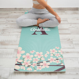Tapete De Yoga Flores de cerejeira bonitas Monogrammed