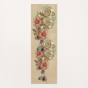 Tapete De Yoga Flores de couro em Cream Suede