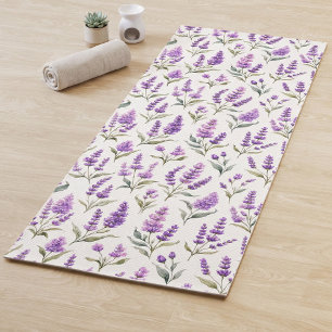 Tapete De Yoga Flores de Lavanda Verde Sage Roxo