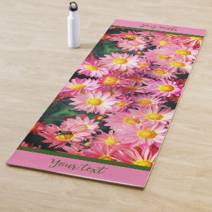 Tapete De Yoga Flores De Margarida Rosa E Abelhas De Bumble Perso