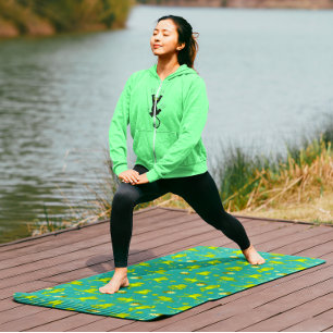 Tapete De Yoga Flores de Nenúfares Ioga Rãs Engraçado