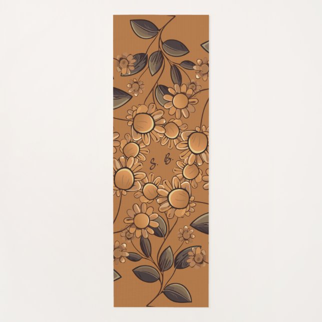 Tapete De Yoga Flores de ouro (Frente)