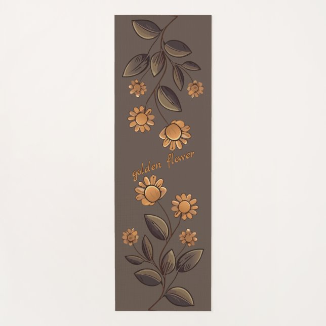 Tapete De Yoga Flores de ouro (Frente)