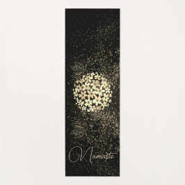 Tapete De Yoga Flores Douradas personalizadas Confetti em Castanh