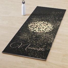 Tapete De Yoga Flores Douradas personalizadas Confetti em Castanh