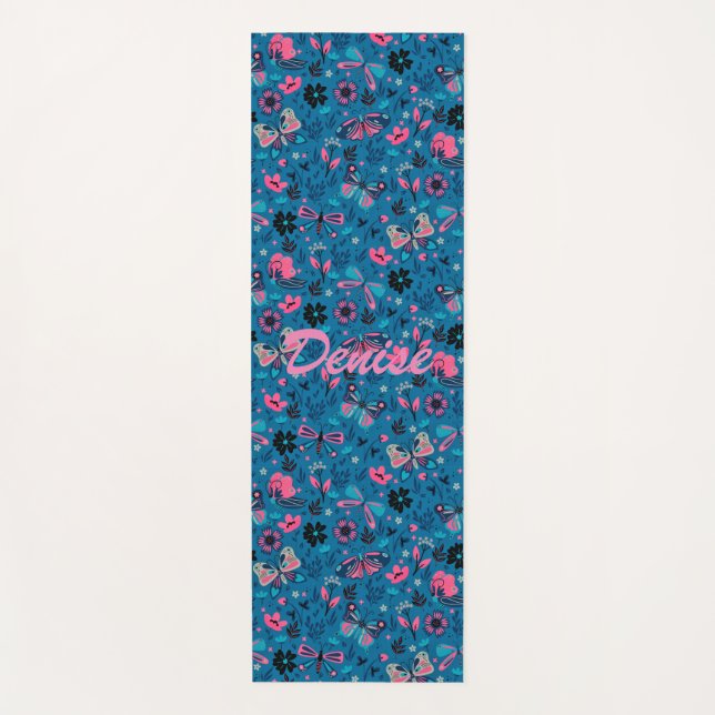 Tapete De Yoga Flores E Borboletas (Frente)