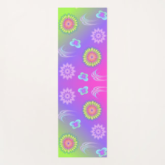 Tapete De Yoga Flores e Borboletas com Gradiente Pastel