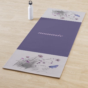 Tapete De Yoga Flores selvagens e borboleta Yoga Mat