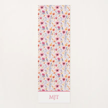 Flores Silvestres Boho Monograma Rosa Roxo Laranja