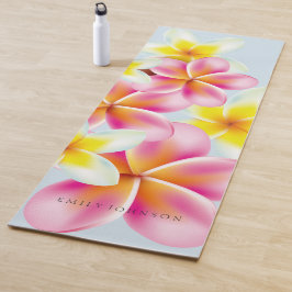 Tapete De Yoga Flores tropicais personalizadas do Plumeria da