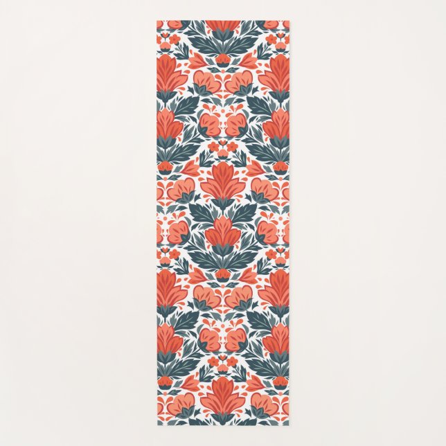 Tapete De Yoga Flores vermelhas decorativas (Frente)