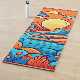 Tapete De Yoga Floresta Desenho Animado Arco-Íris Deslumbrante